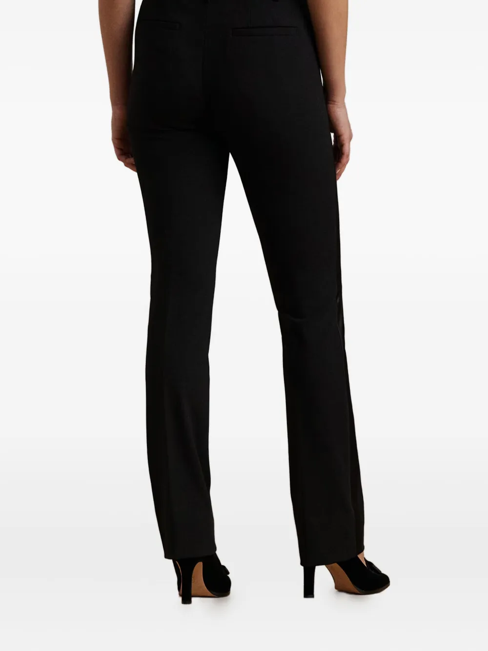 Ralph Lauren Satin-stripe Straight Trousers In Black