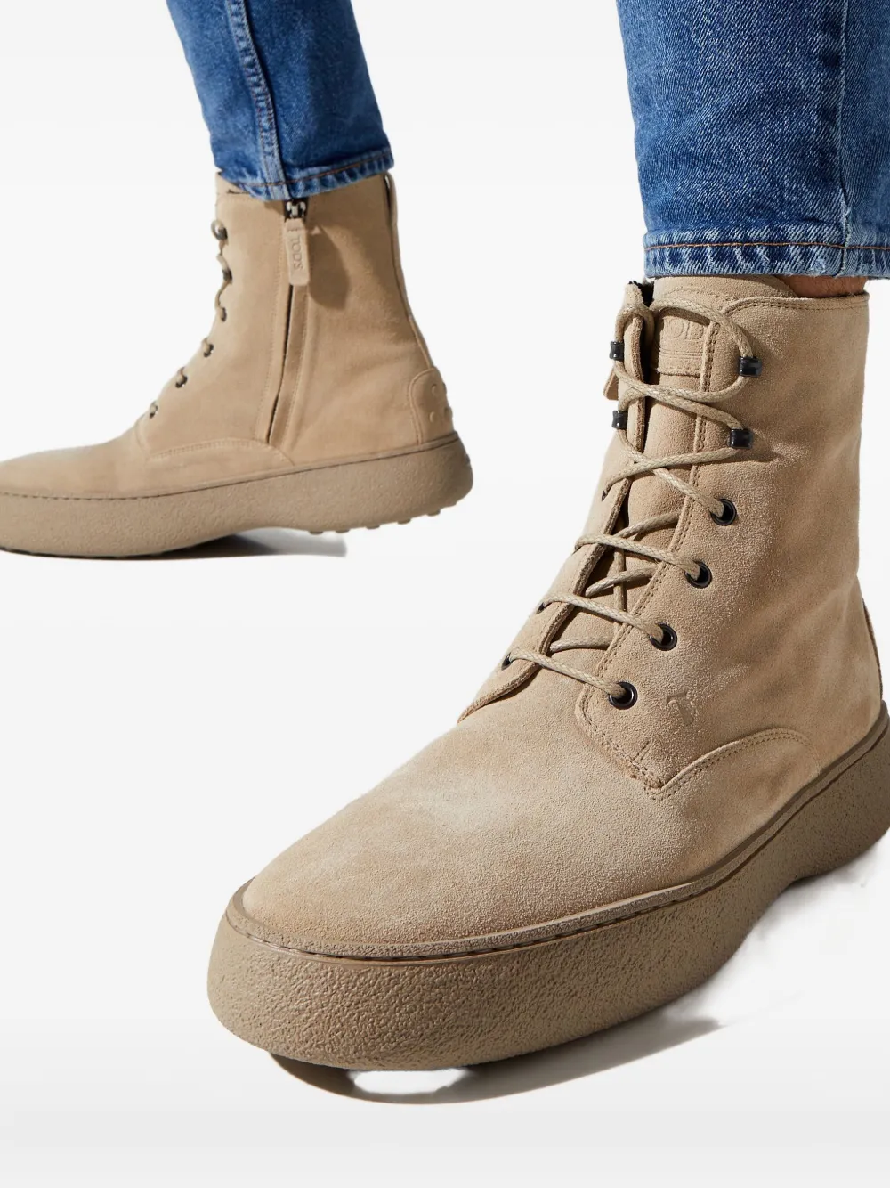 Tod's W.G. enkellaarzen met veters Beige