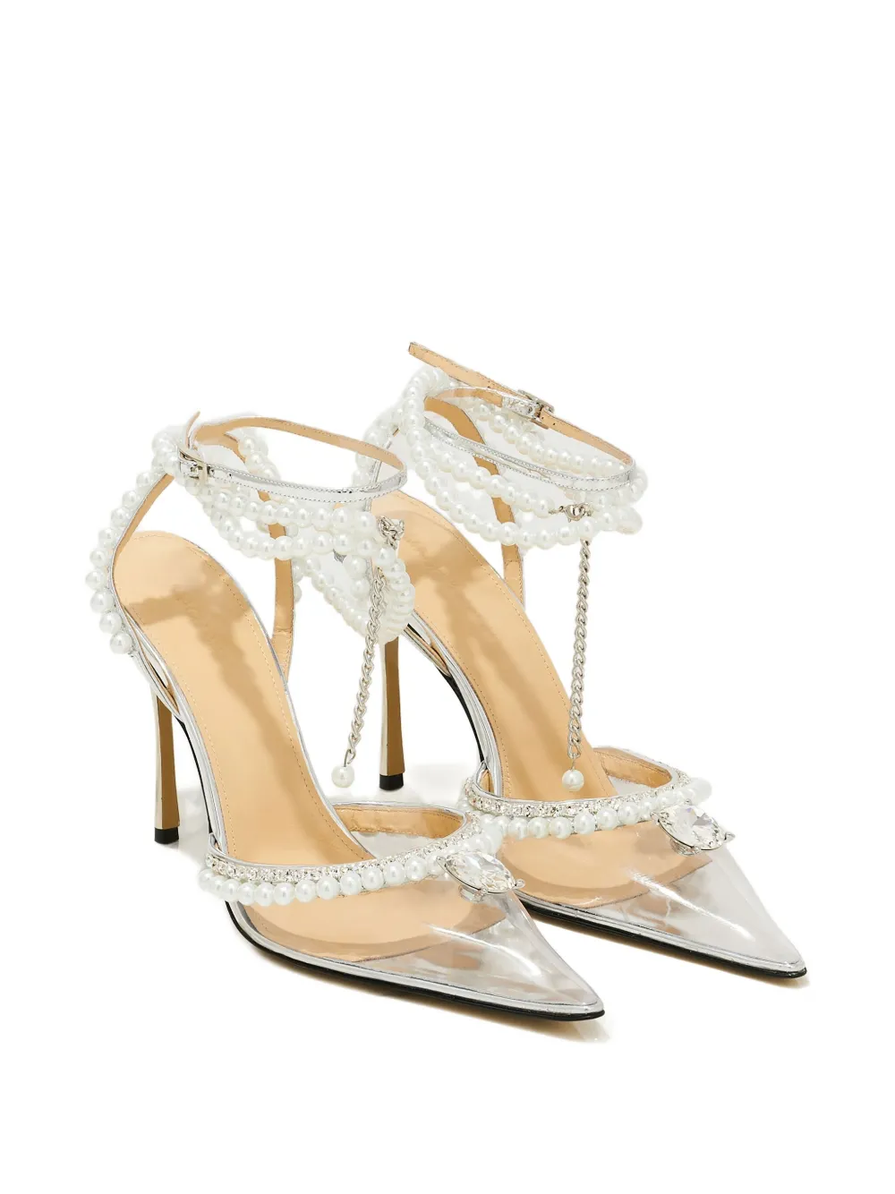 Mach&mach 110mm Diamond Of Elizabeth Pearl-embellished Pumps In White
