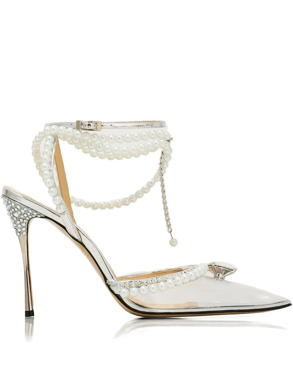 Mach&mach 110mm Diamond Of Elizabeth Pearl-embellished Pumps In White