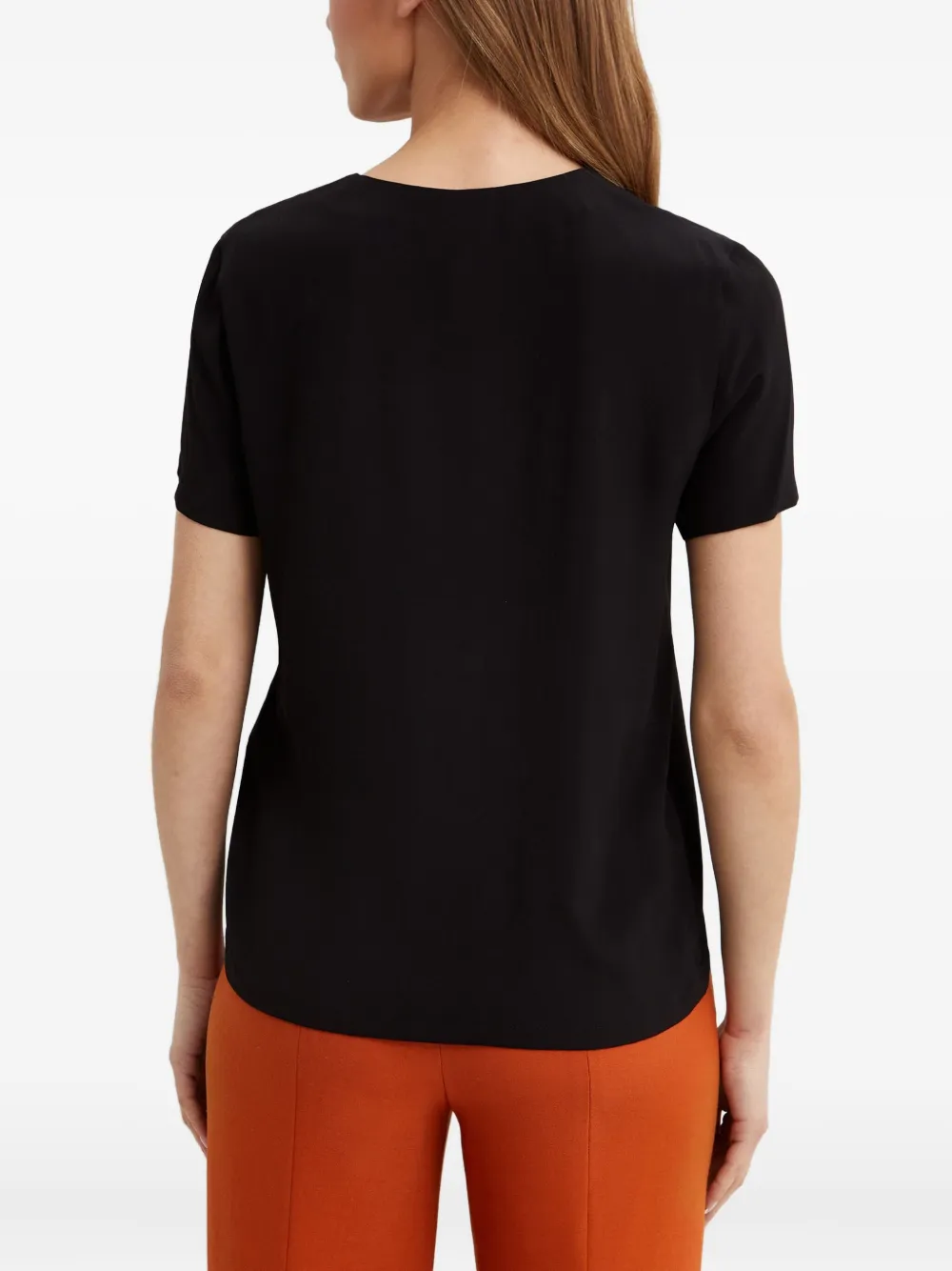 Fay T-shirt met V-hals en logo Zwart