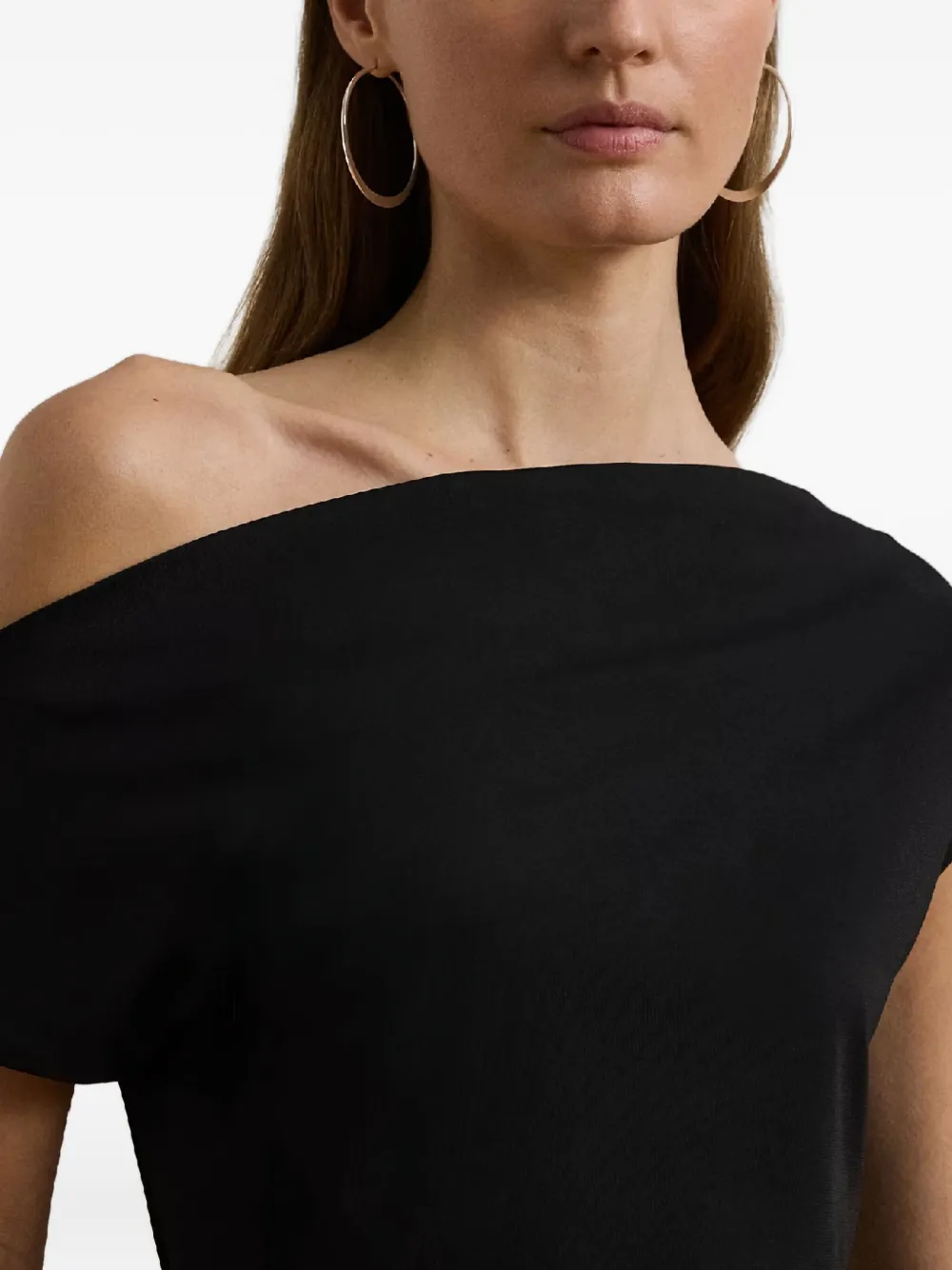 Ralph Lauren Asymmetric One-shoulder Top In Black