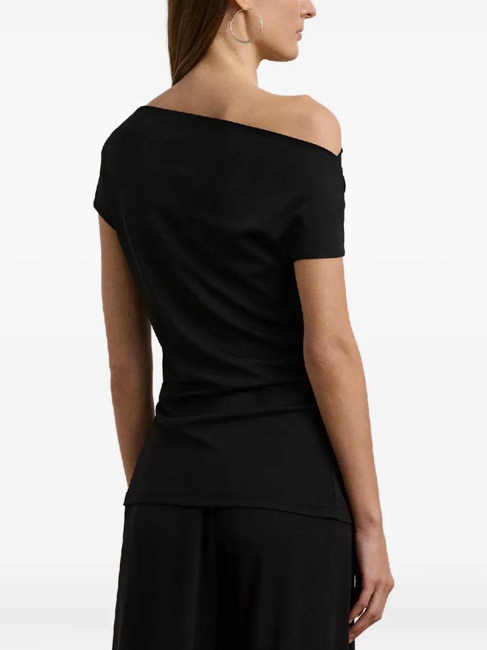 Ralph Lauren Asymmetric One-shoulder Top In Black