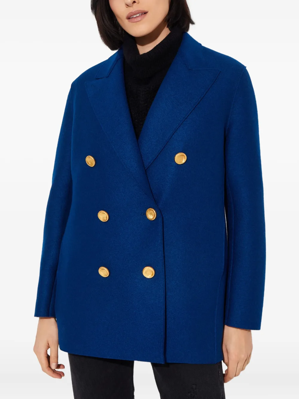 Harris Wharf London Double-breasted Wool Coat In Blue