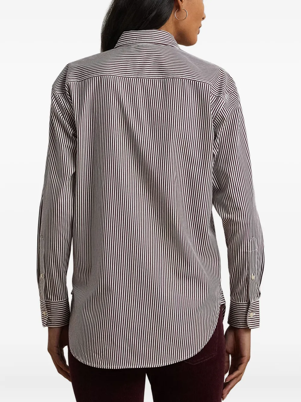 Ralph Lauren Striped Embellished Shirt In Brown