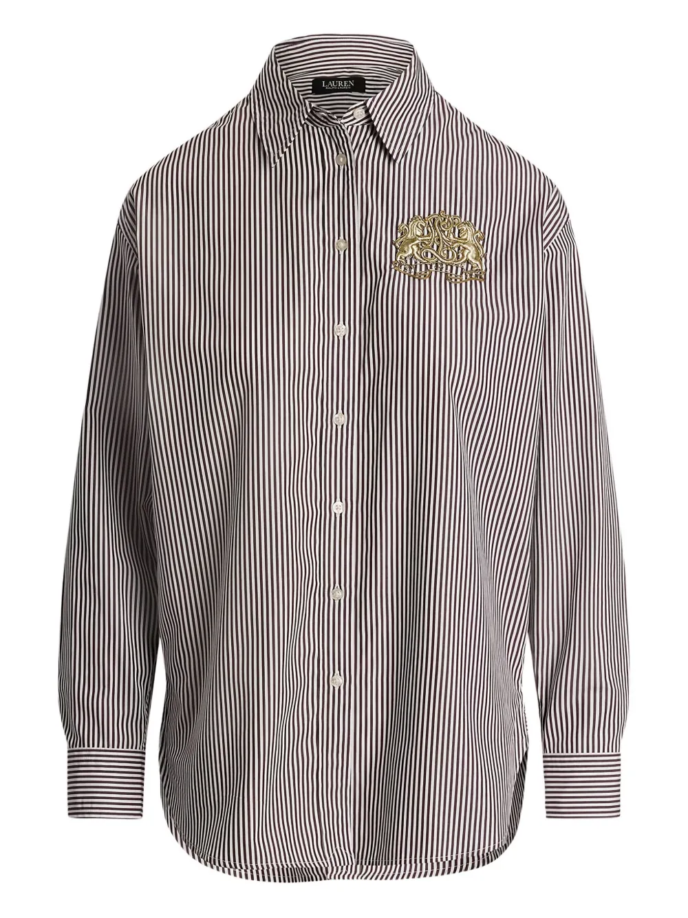 Ralph Lauren Striped Embellished Shirt In Brown