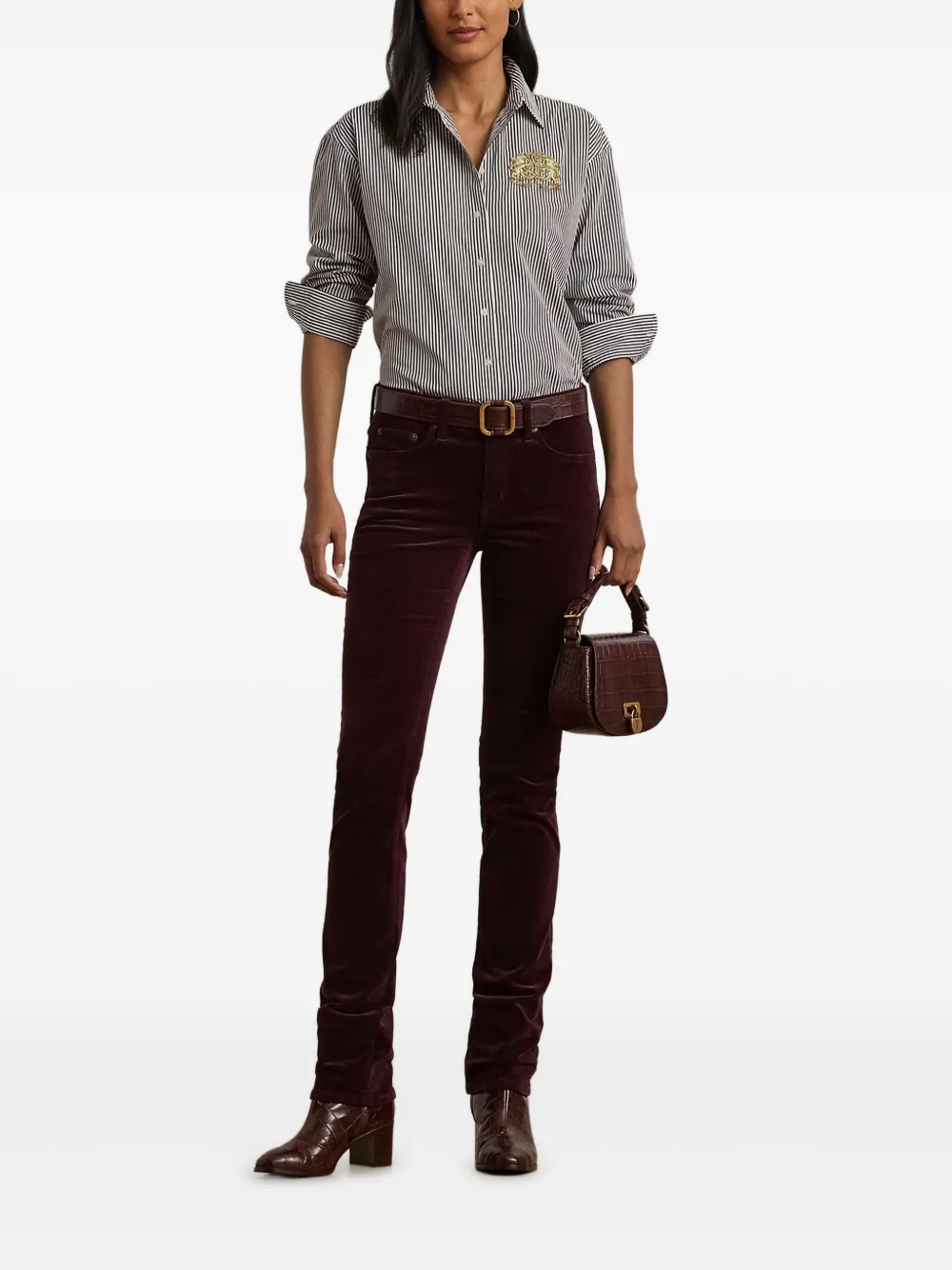 Lauren Ralph Lauren Gestreepte verfraaide blouse - Wit