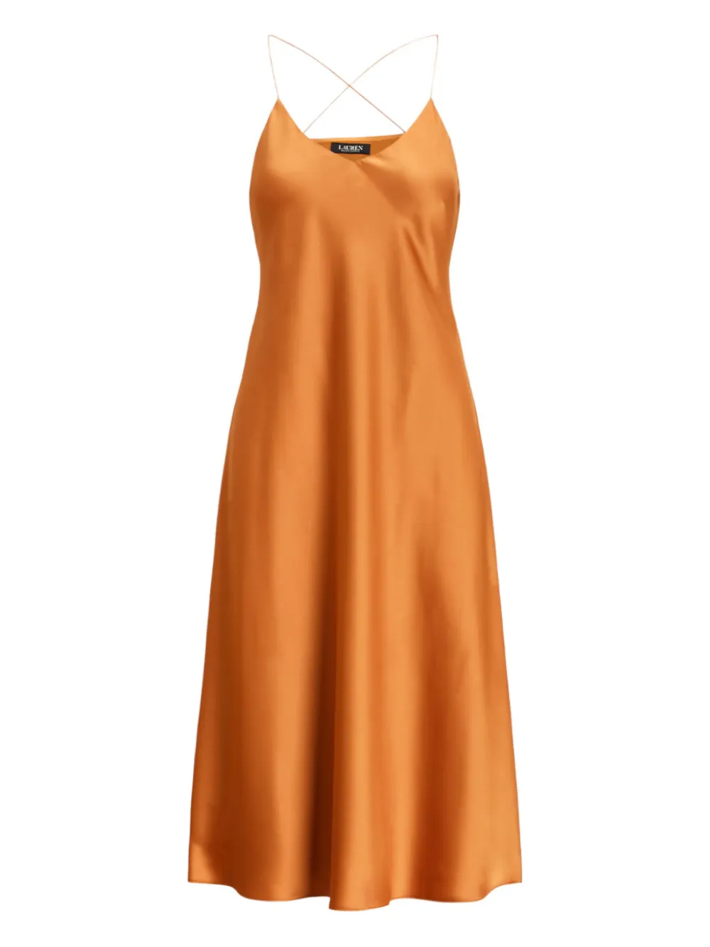 Ralph Lauren V-neck Midi Dress In Orange