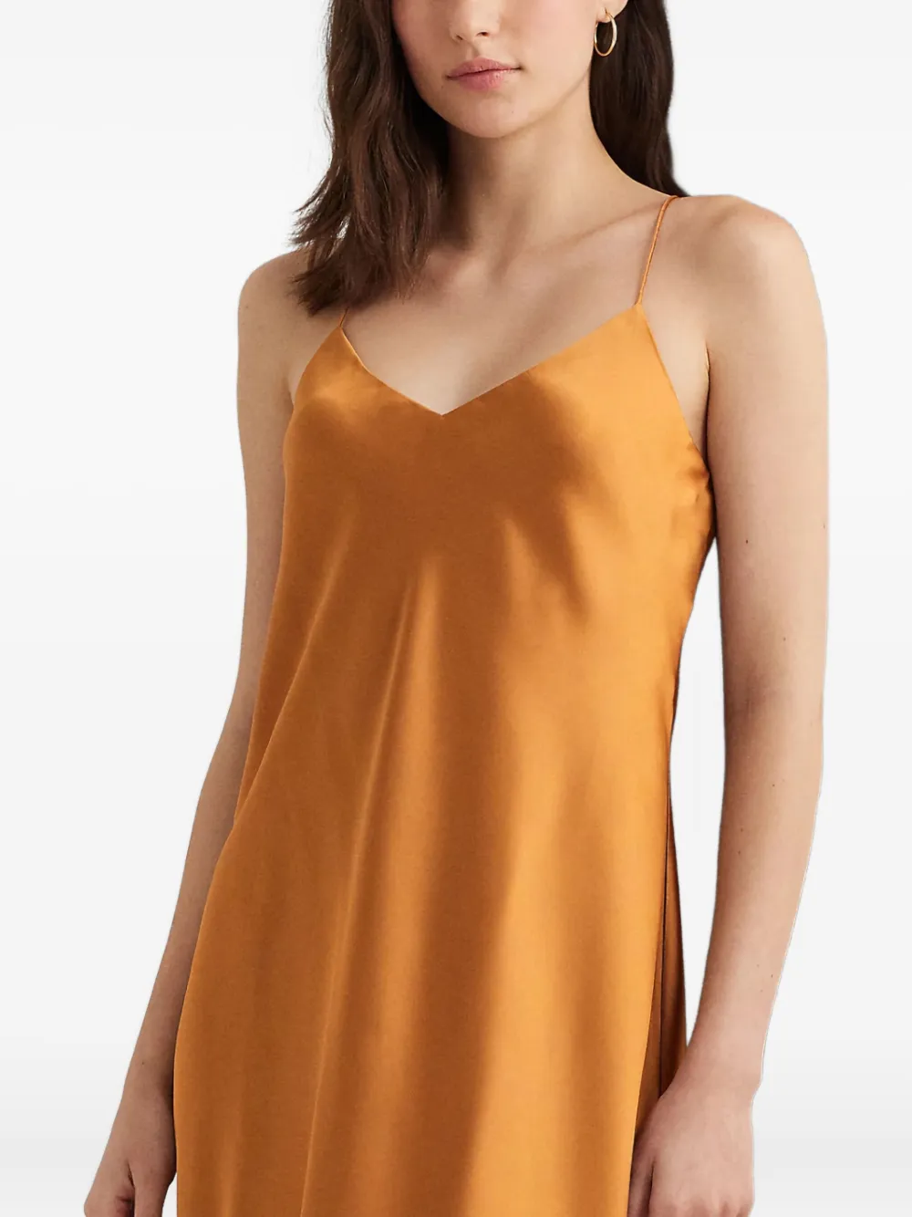 Ralph Lauren V-neck Midi Dress In Orange