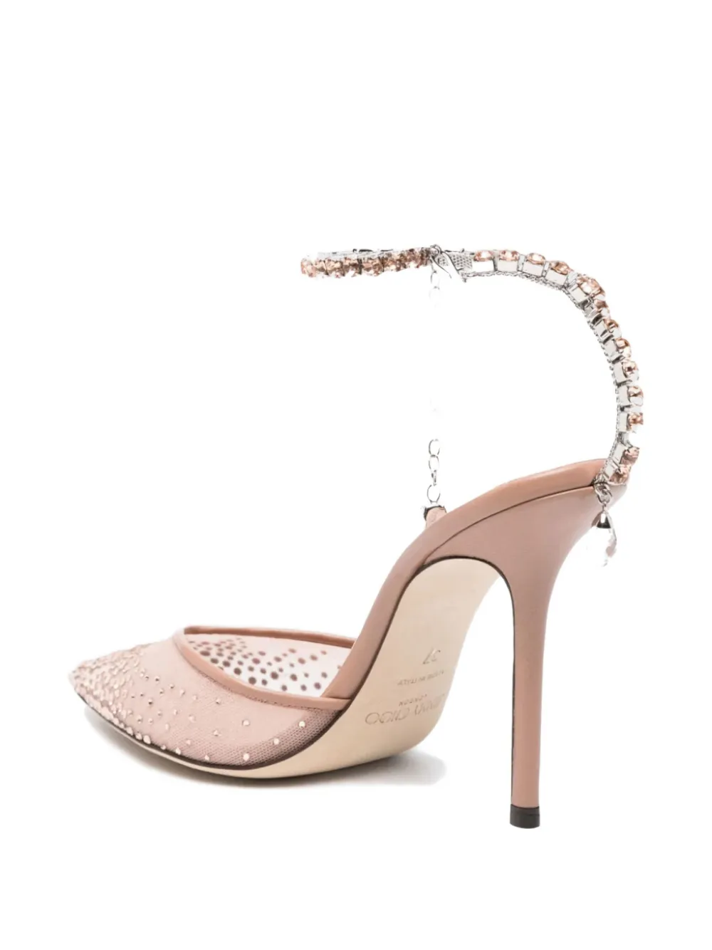 Jimmy Choo 100mm Saeda Crystal-embellished Pumps In Neutral