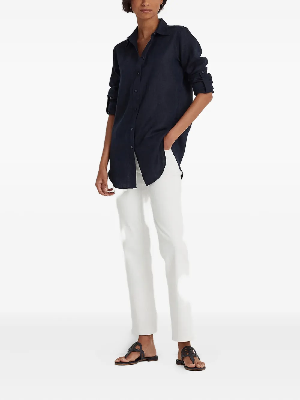 Ralph Lauren Button-fastening Linen Shirt In Blue