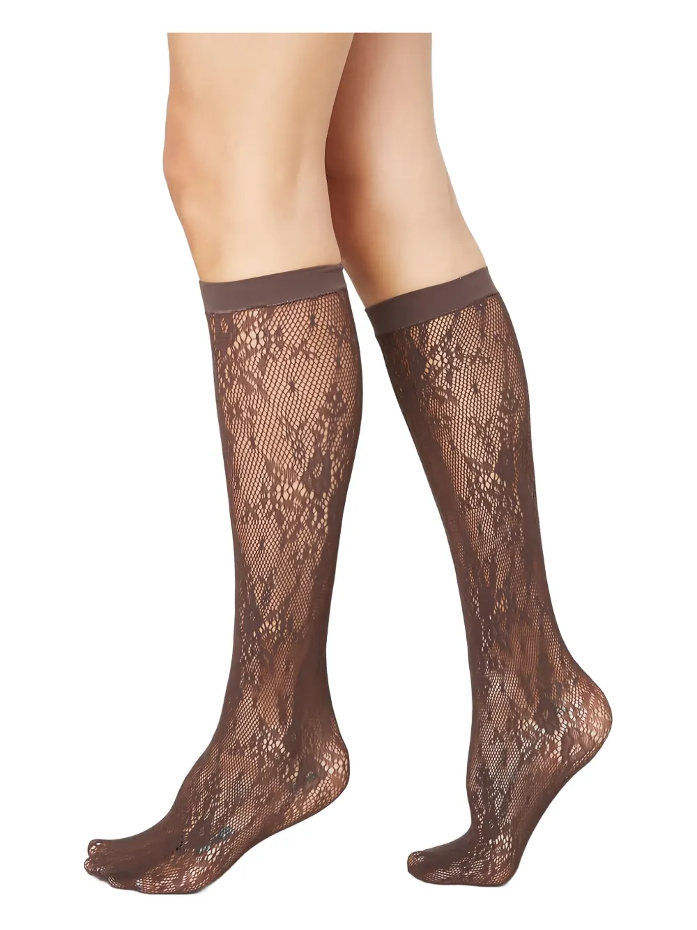 Swedish Stockings Rosa Lace Knee-high Socks In Brown