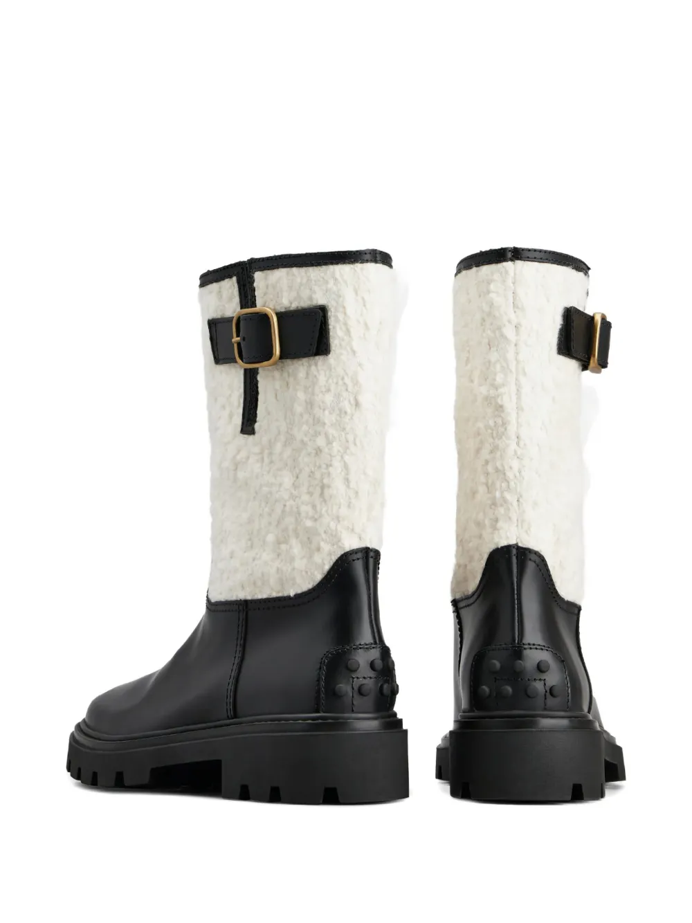 Tod's Bouclé Buckle Strap Ankle Boots In Black