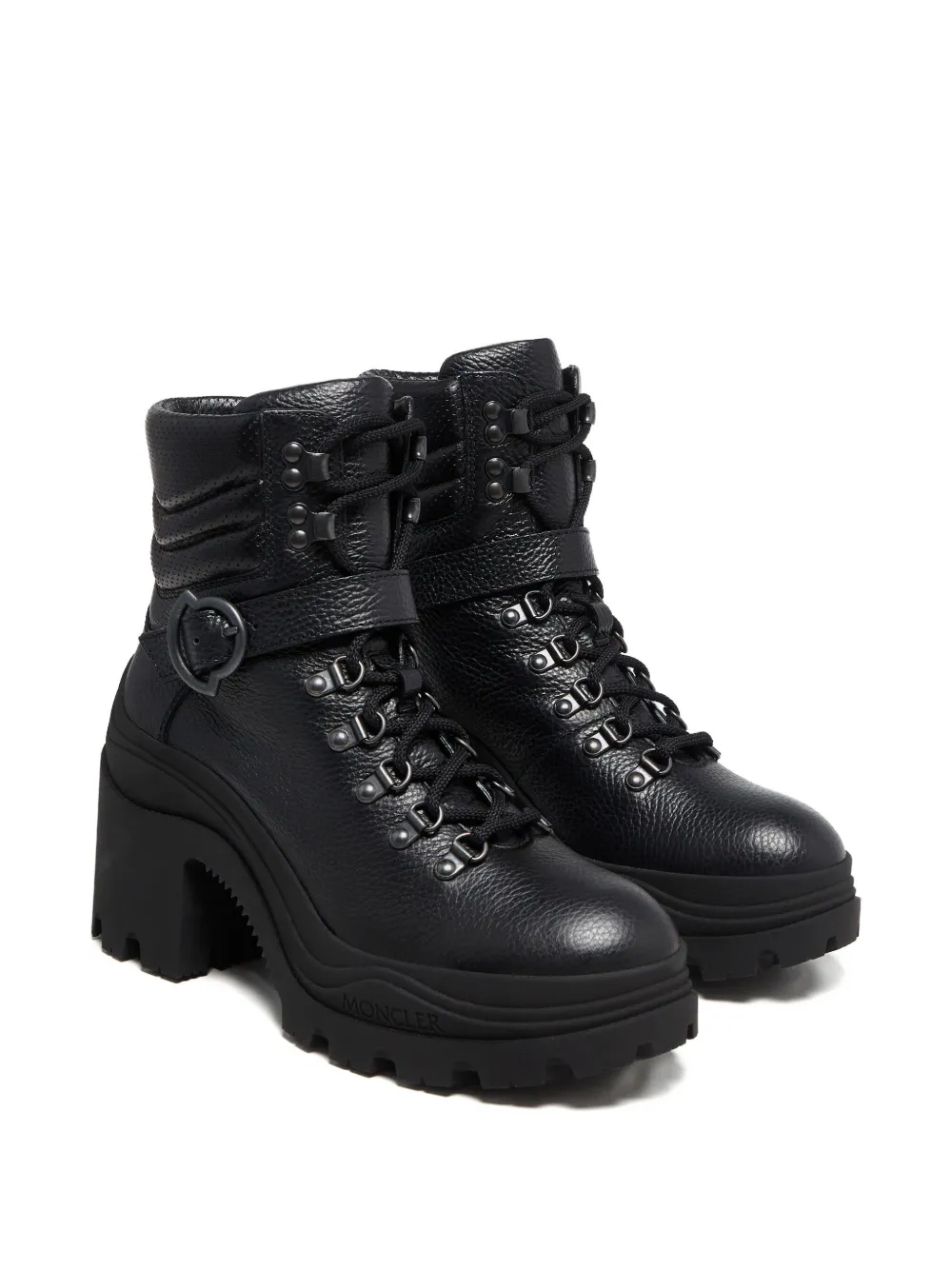 Moncler 80mm buckle lace-up ankle boots Zwart