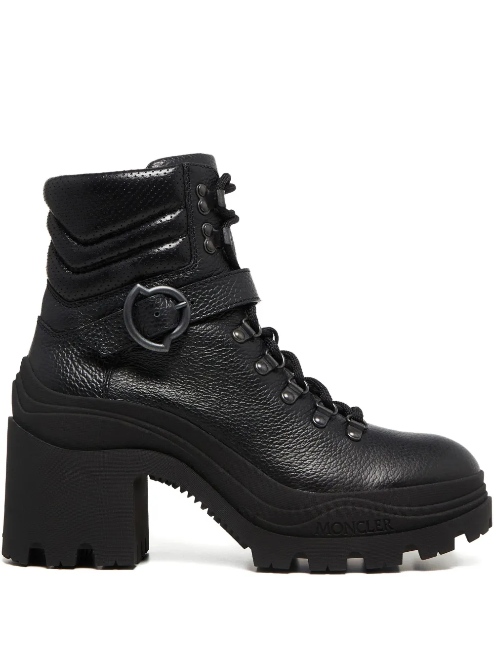 Moncler 80mm buckle lace-up ankle boots Zwart