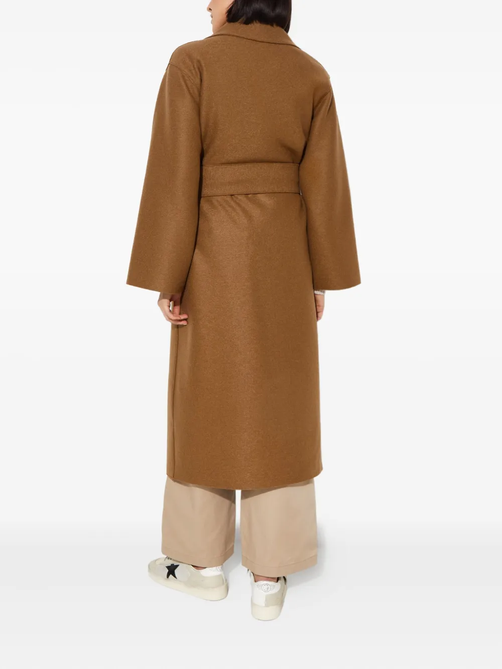 Harris Wharf London Belted-waist Wool Coat In Brown