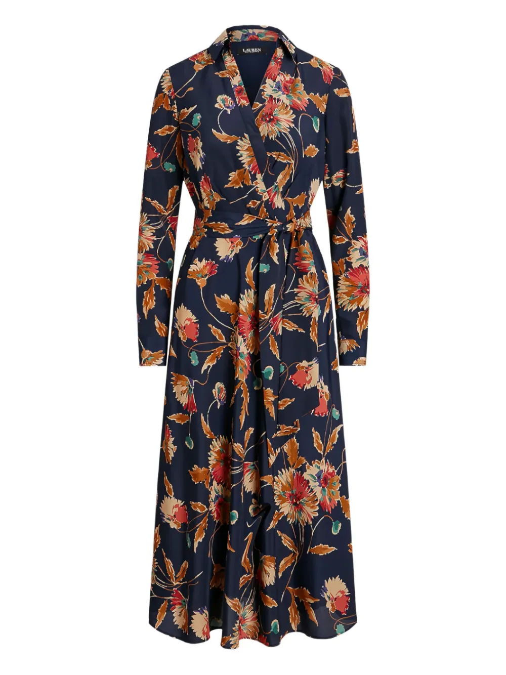 Ralph Lauren Floral-pattern Midi Dress In Blue