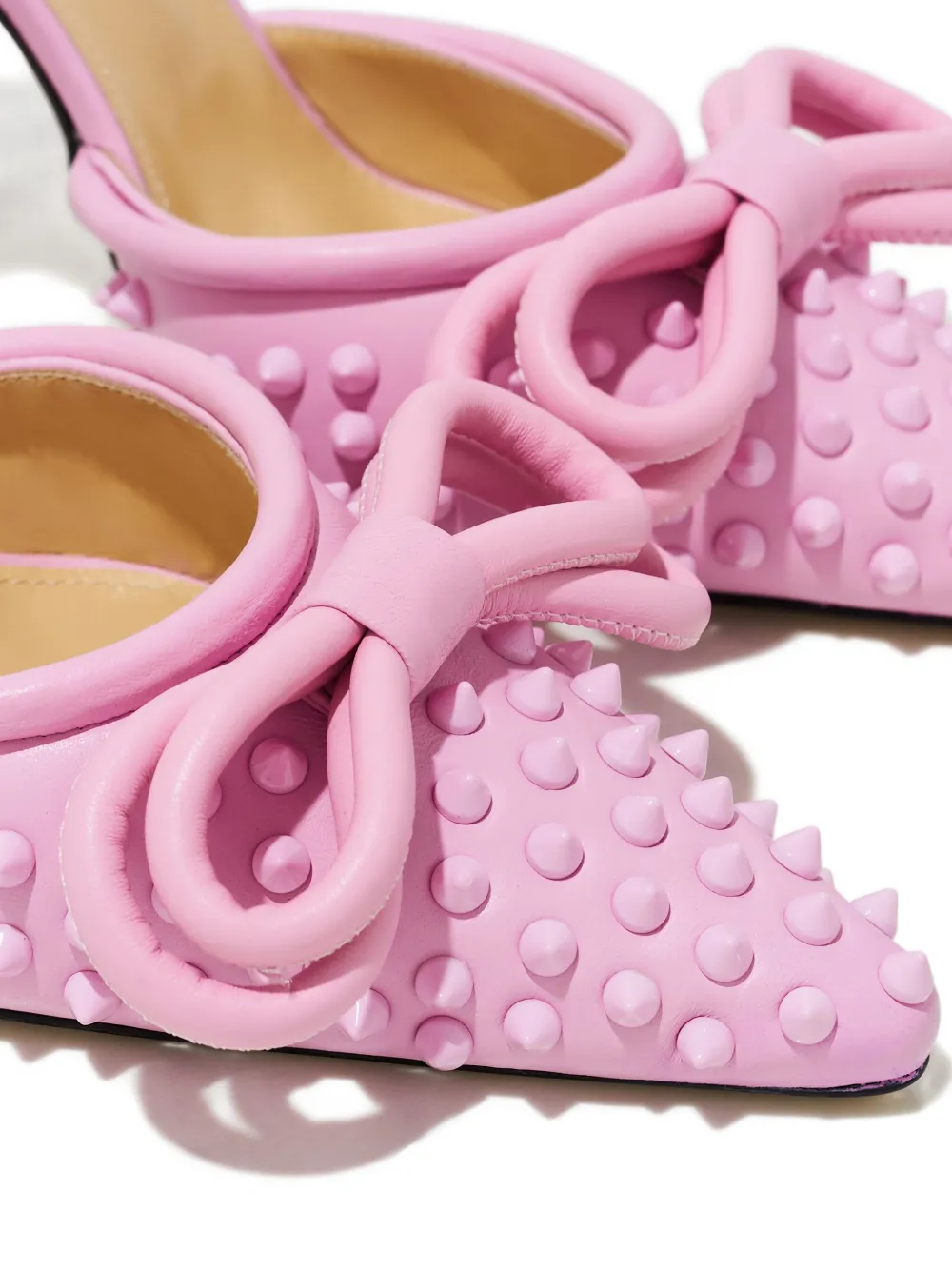 Mach&mach 100mm Studded Bow-embellished Leather Pumps In Multi