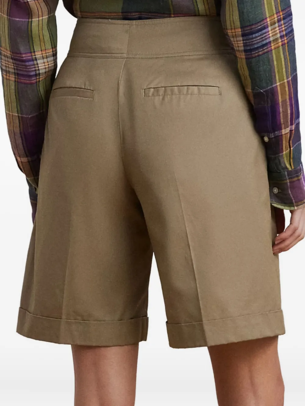 Ralph Lauren Buckle-belt Cotton Shorts In Brown