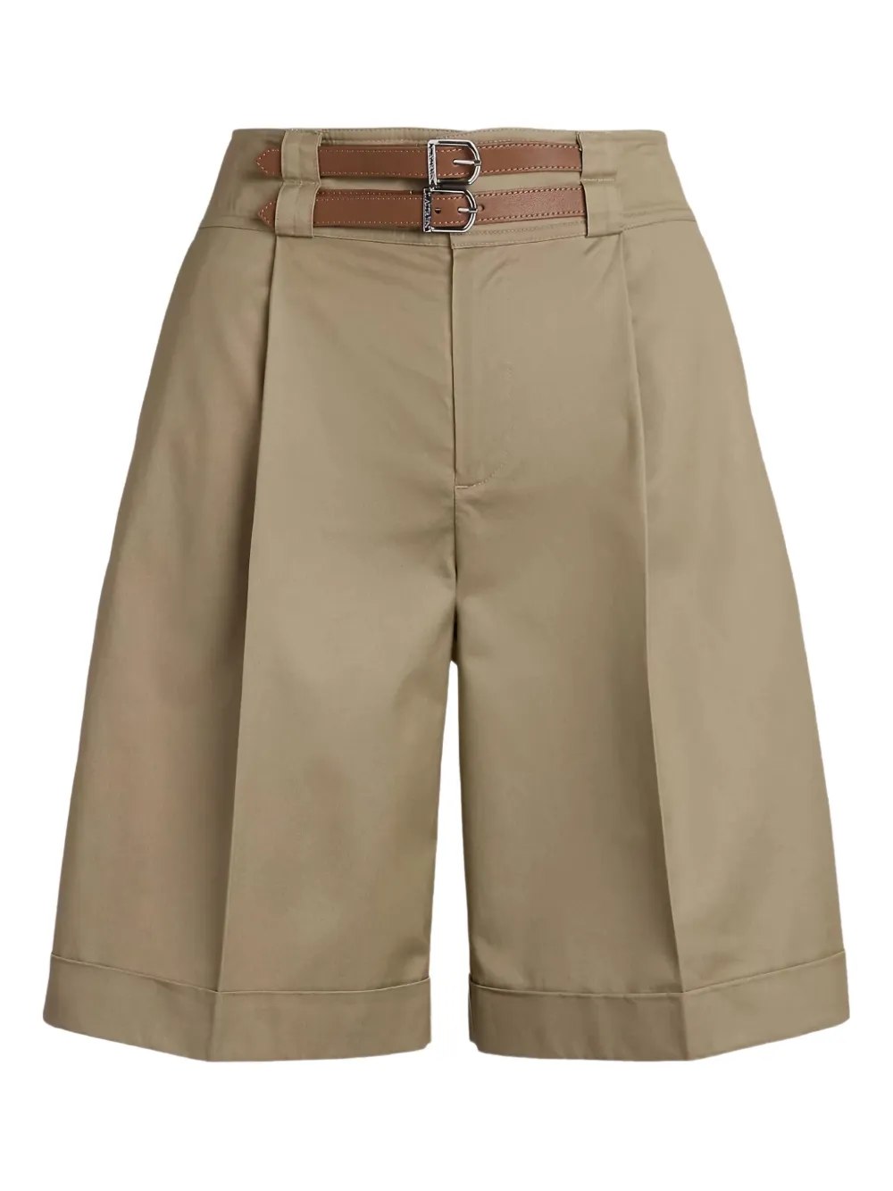 Ralph Lauren Buckle-belt Cotton Shorts In Neutral