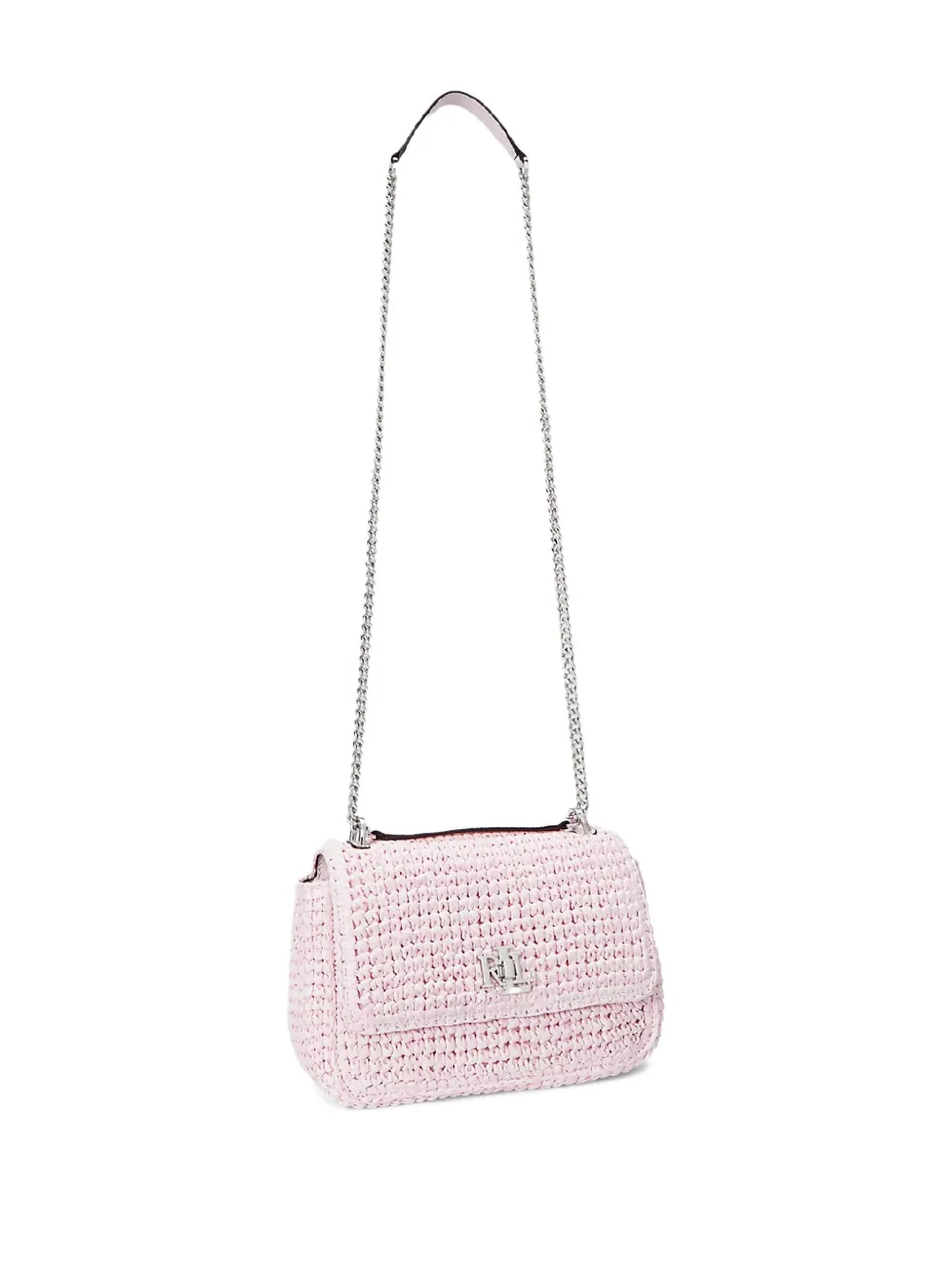 Ralph Lauren Sophee Straw Chain-strap Shoulder Bag In Pink