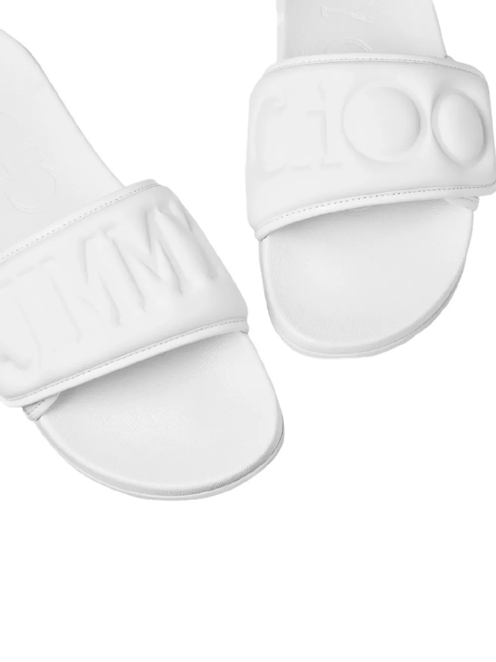 Jimmy Choo Fitz slippers met logo-reliëf en bandje Wit