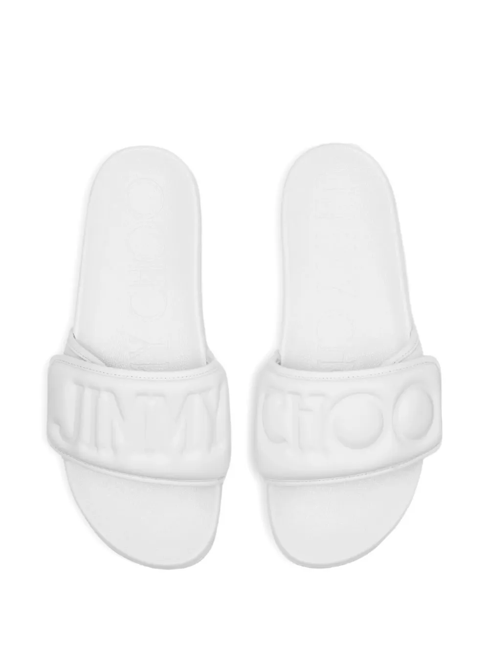 Jimmy Choo Fitz slippers met logo-reliëf en bandje Wit