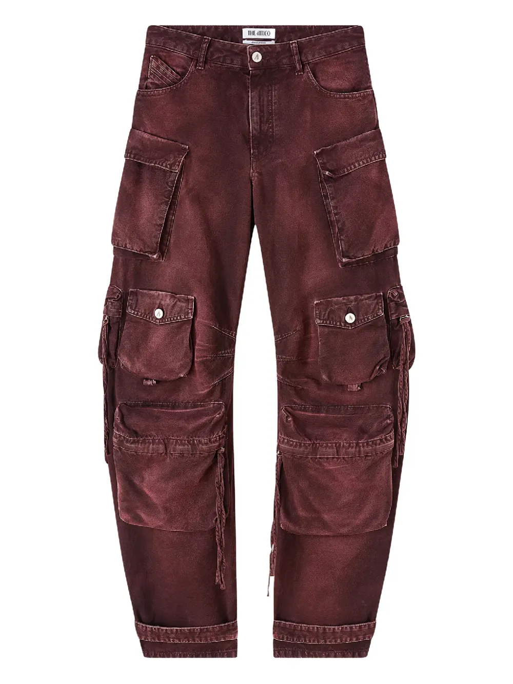 Attico Fern Cargo Jeans In Burgundy