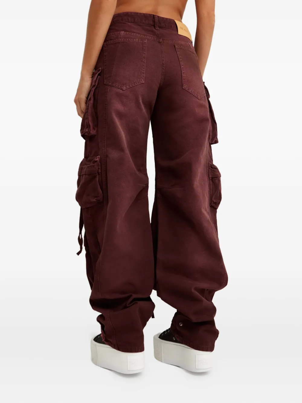 Attico Fern Cargo Jeans In Burgundy