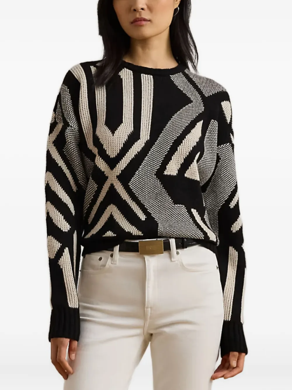 Ralph Lauren Geometric-pattern Sweater In Black