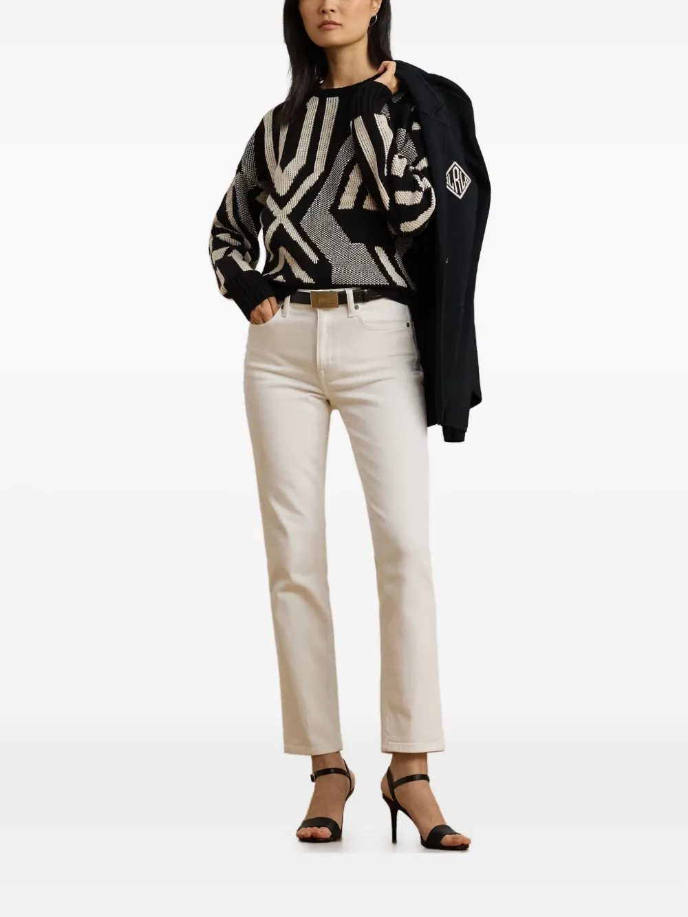 Ralph Lauren Geometric-pattern Sweater In Black