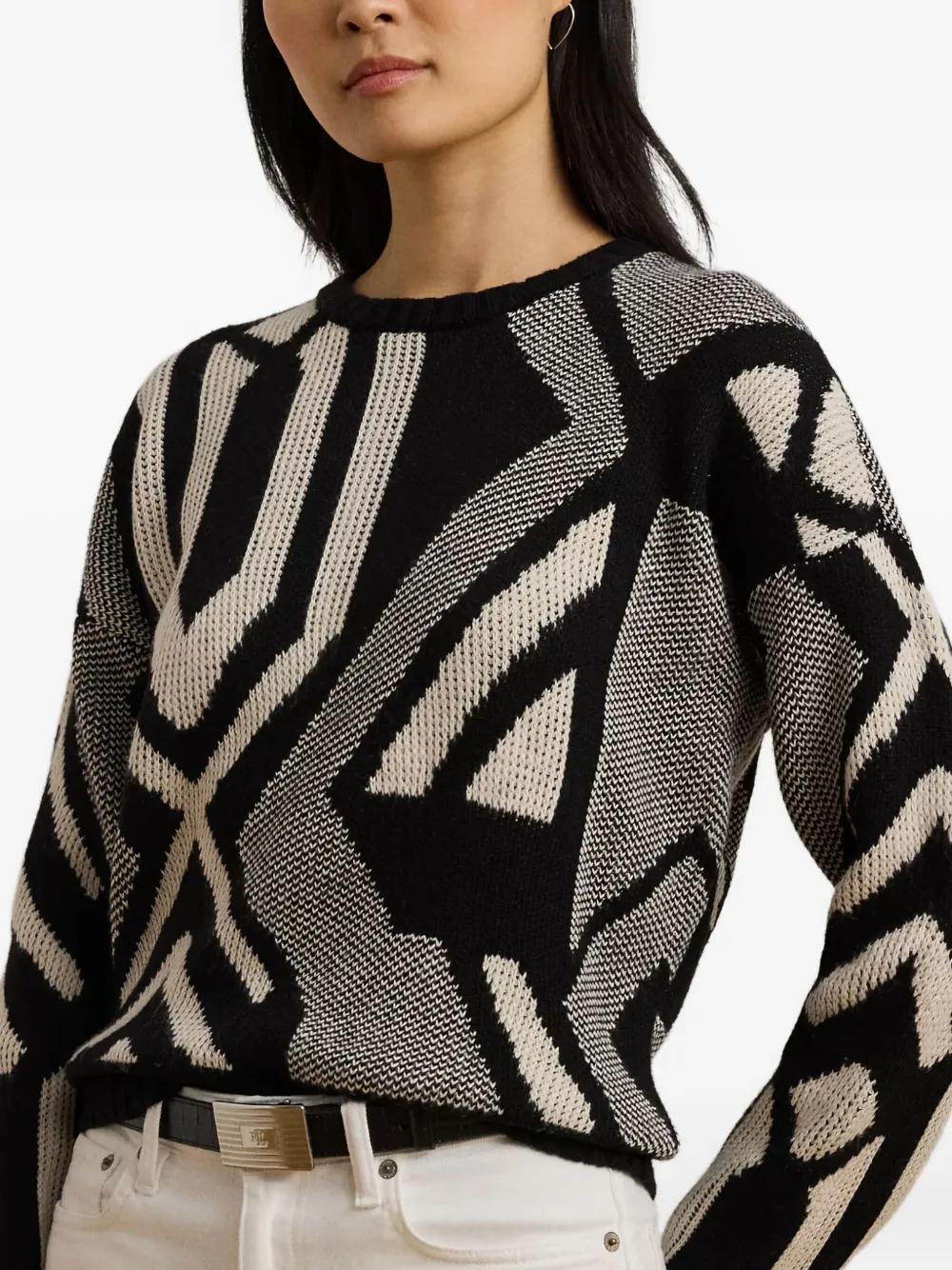 Ralph Lauren Geometric-pattern Sweater In Black