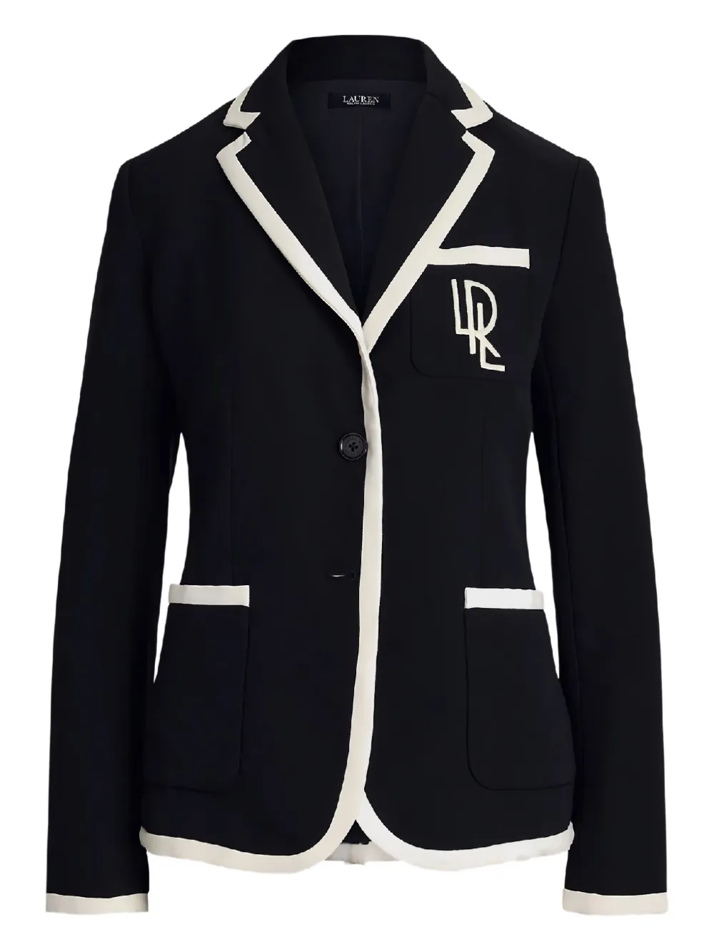 Lauren Ralph Lauren embroidered logo trim jacket - Nero