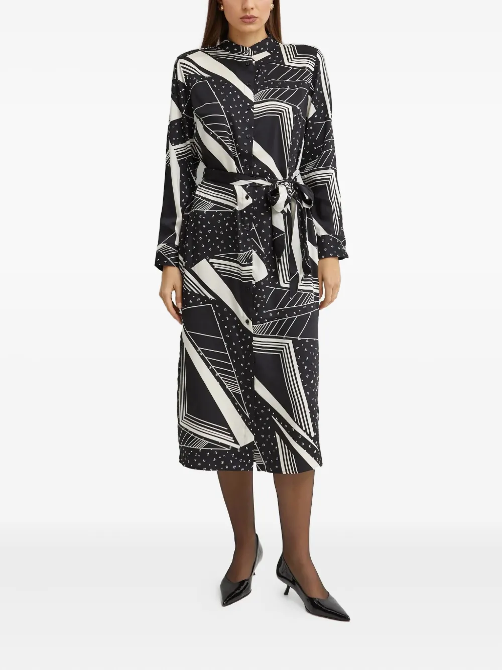 Ralph Lauren Geometric-print Midi Dress In Black