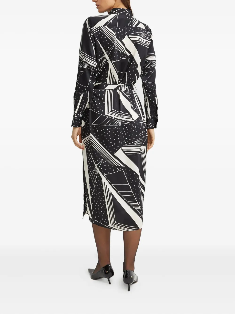 Ralph Lauren Geometric-print Midi Dress In Black