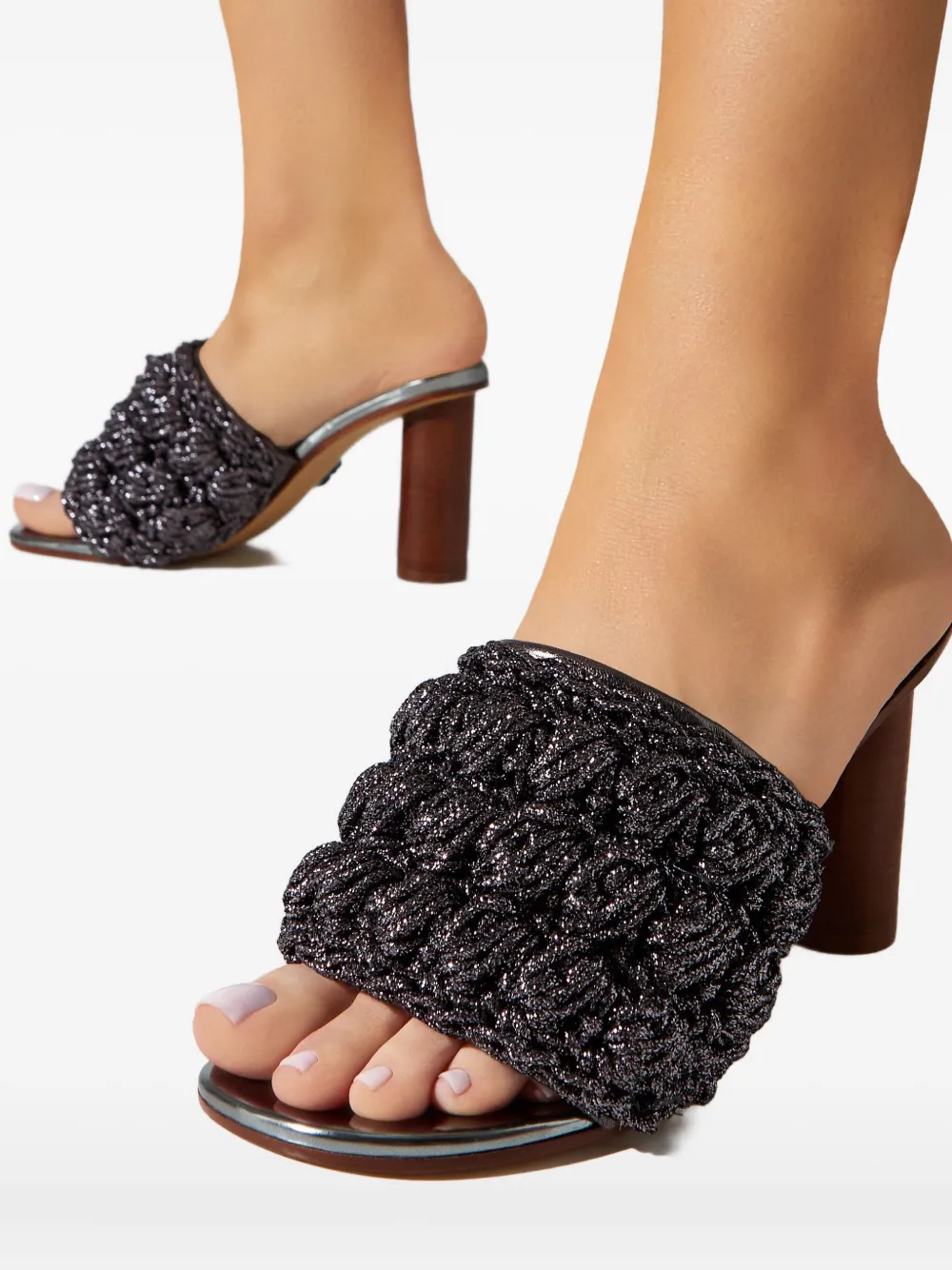 JW Anderson lurex-detail interwoven sandals Grijs