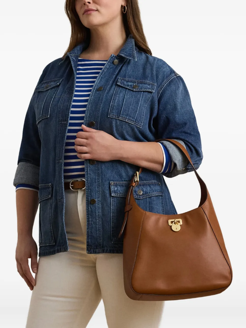 Lauren Ralph Lauren Tanner grote schoudertas - Bruin
