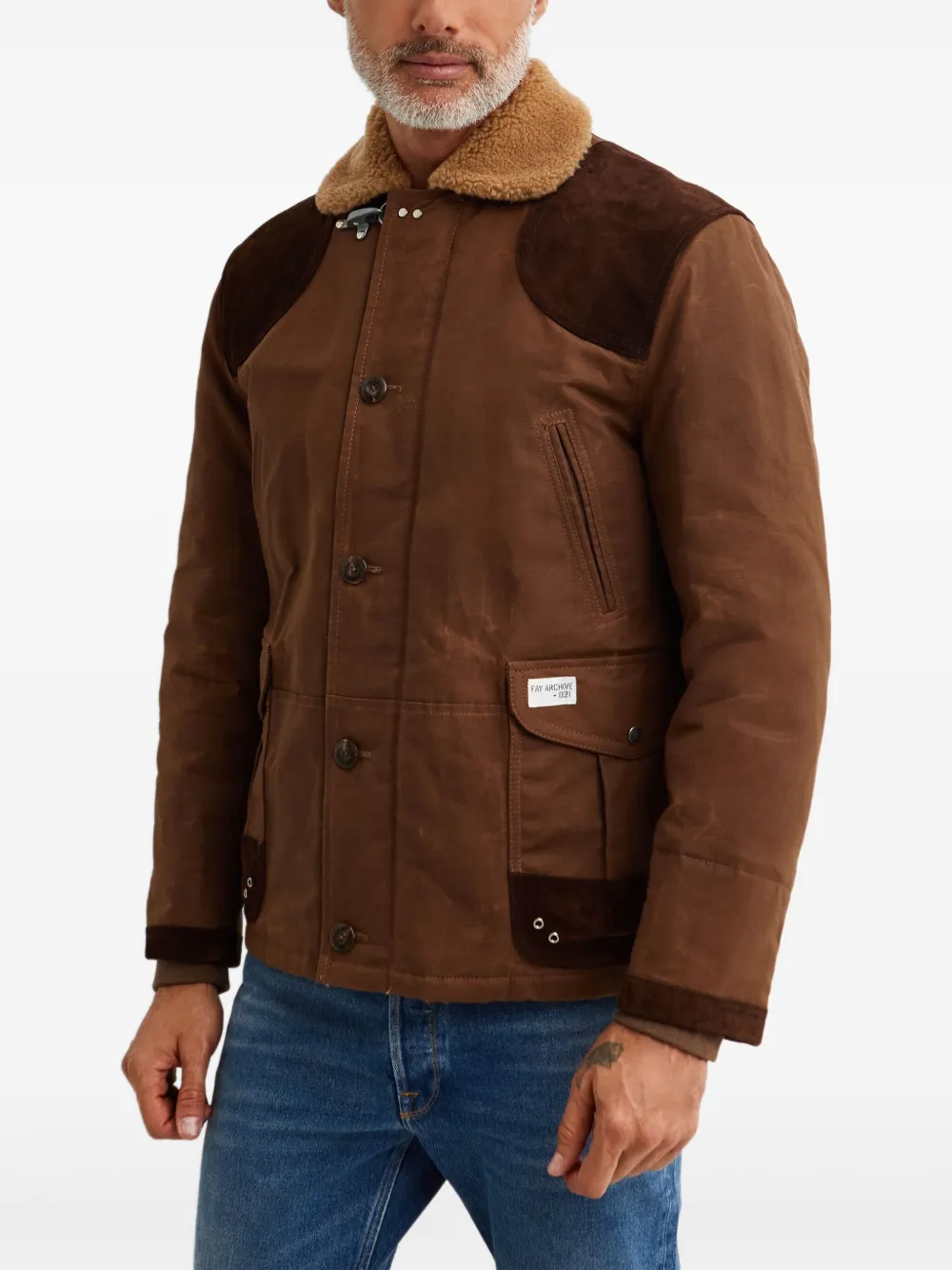 Fay shearling-collar jacket | Brown | Image 1
