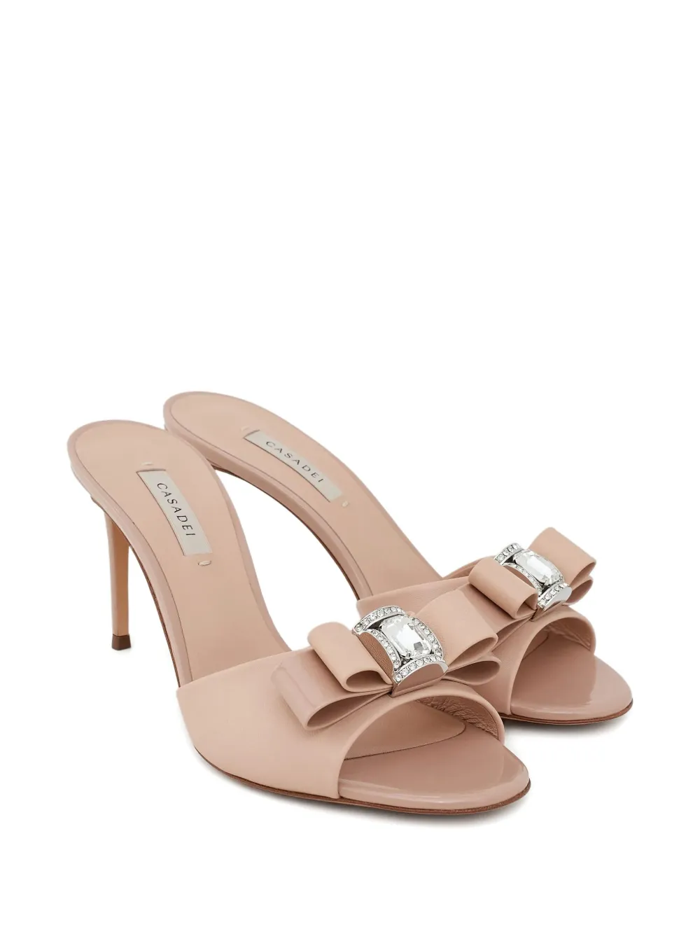 Casadei 85mm Julia Crystal-detail Slides In Brown