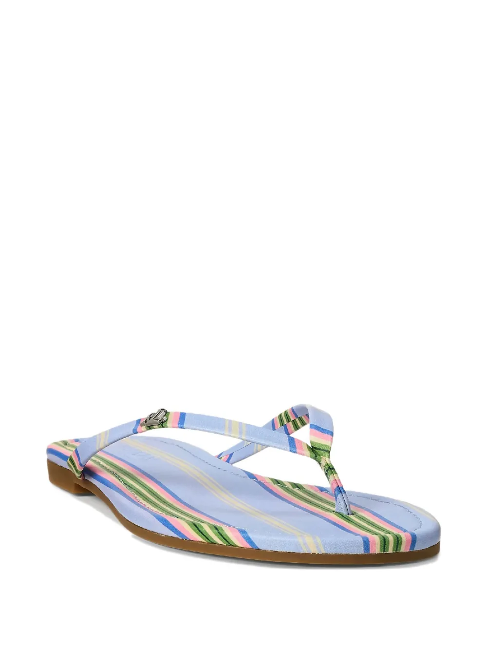 Ralph Lauren Striped Logo-plaque Flip-flops In Multi