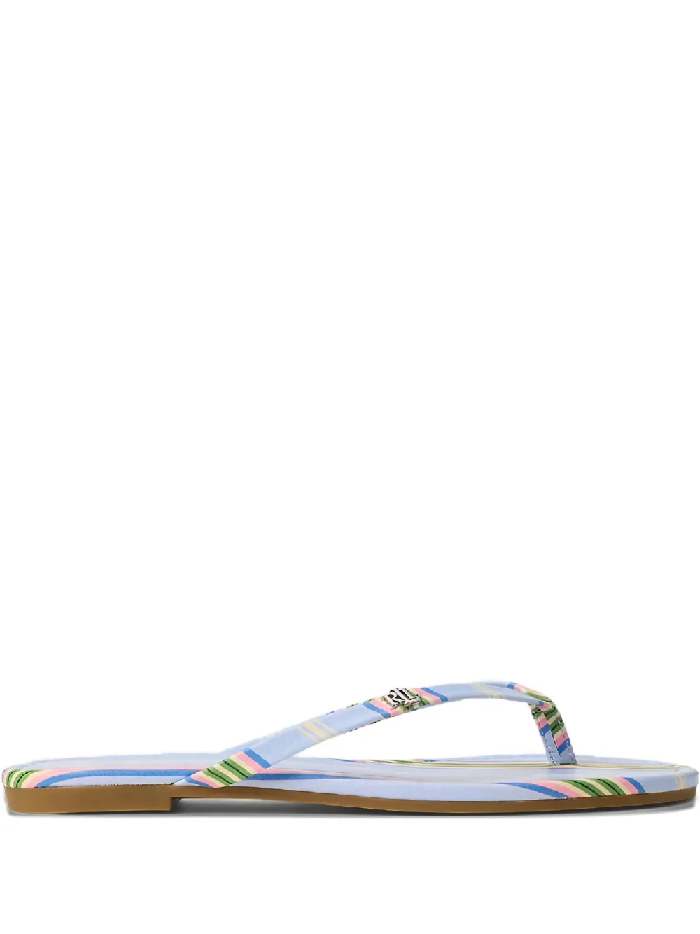 Ralph Lauren Striped Logo-plaque Flip-flops In Multi