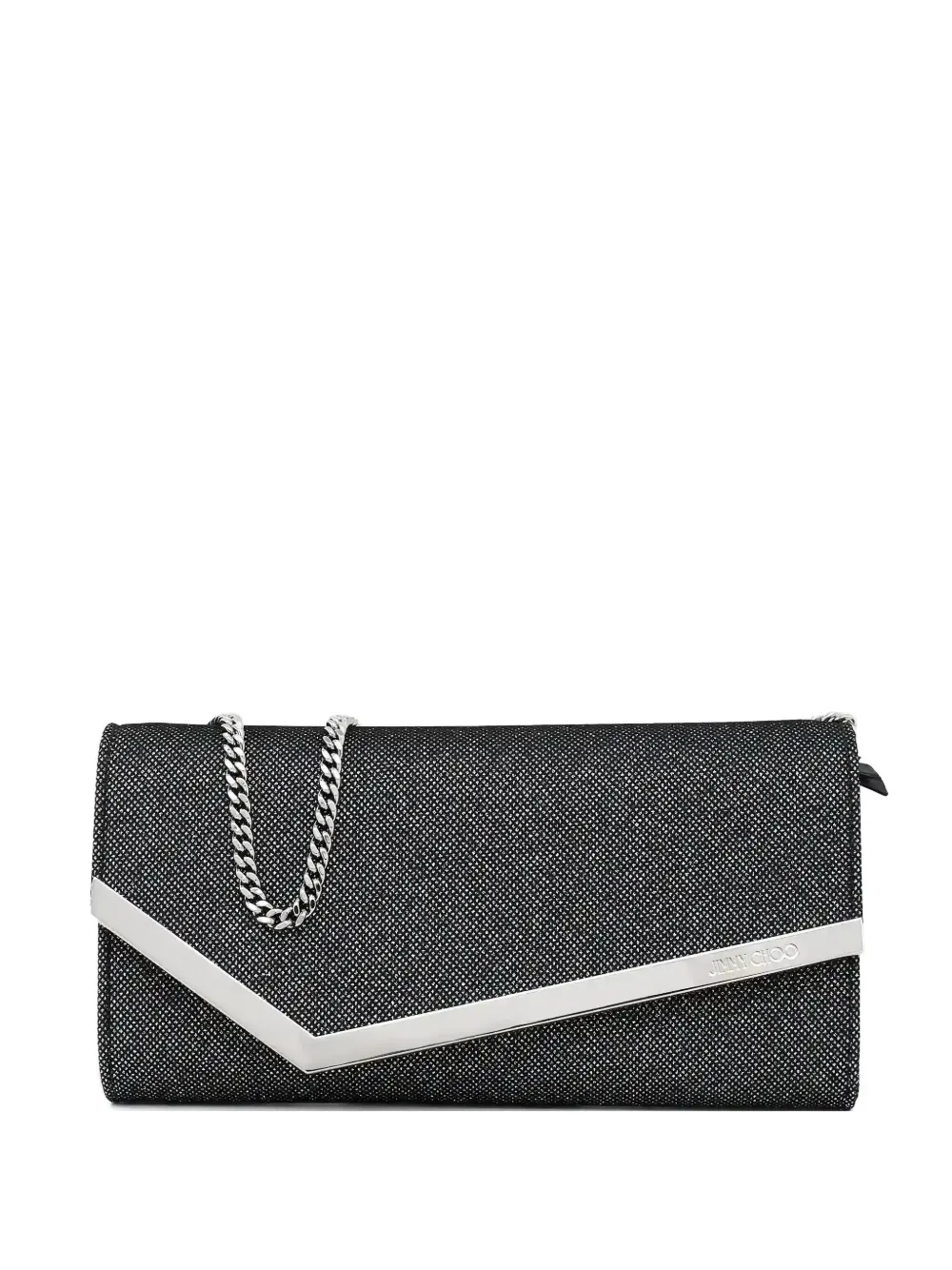 Jimmy Choo Emmie Clutch With Strass And Chain In Black