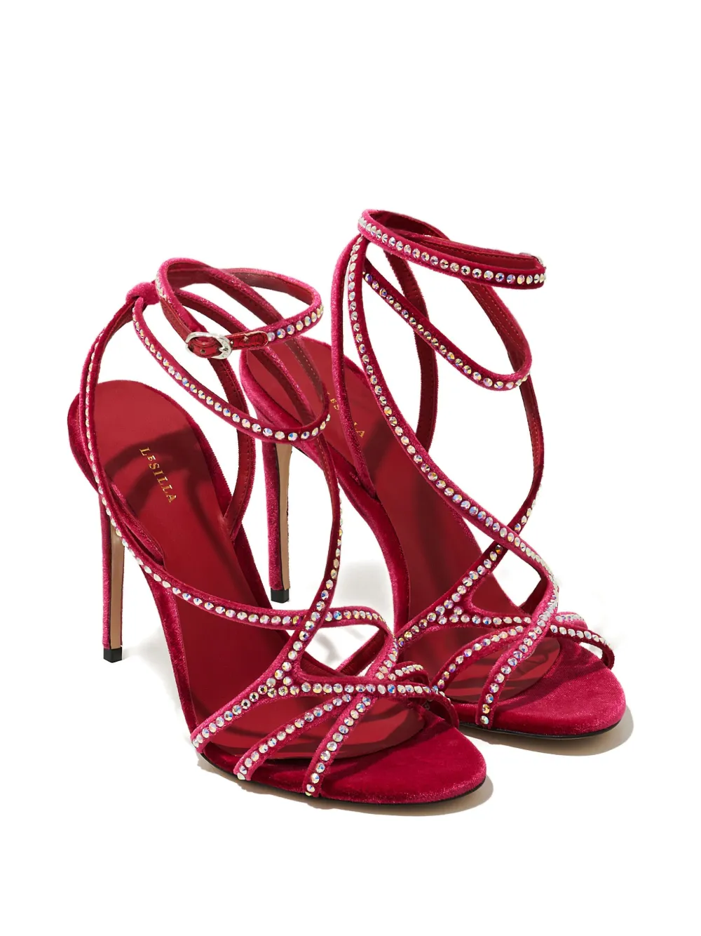 Le Silla 105 mm Belen sandalen verfraaid met kristallen Rood