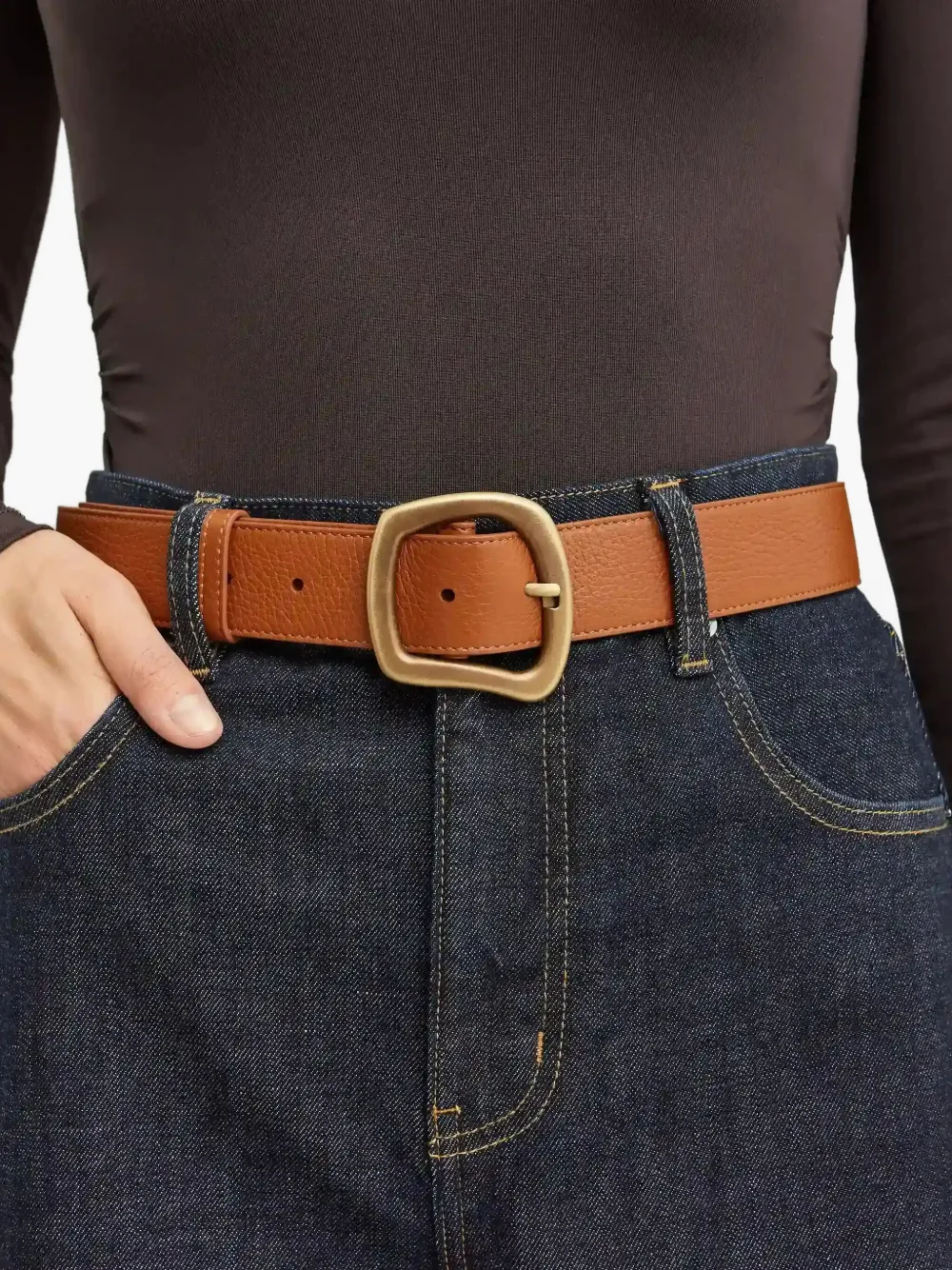 Gabriela Hearst Simone Irregular-buckle Belt In Brown