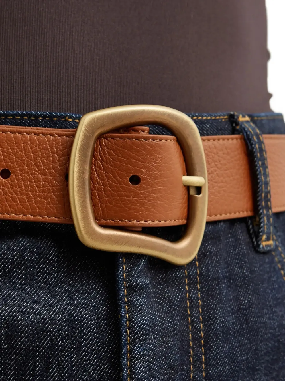 Gabriela Hearst Simone Irregular-buckle Belt In Brown
