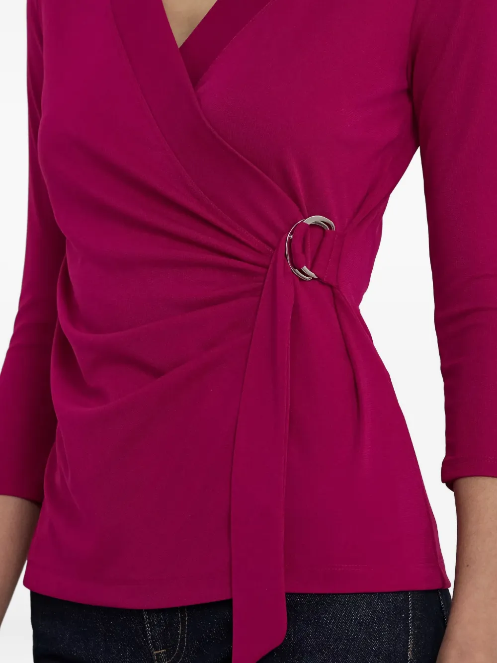 Ralph Lauren Wrap-belted Knitted Blouse In Pink