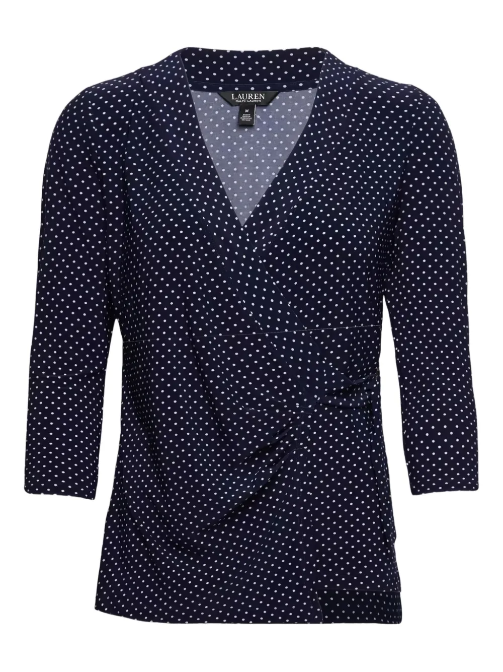 Ralph Lauren Polka-dot Tie Blouse In Blue