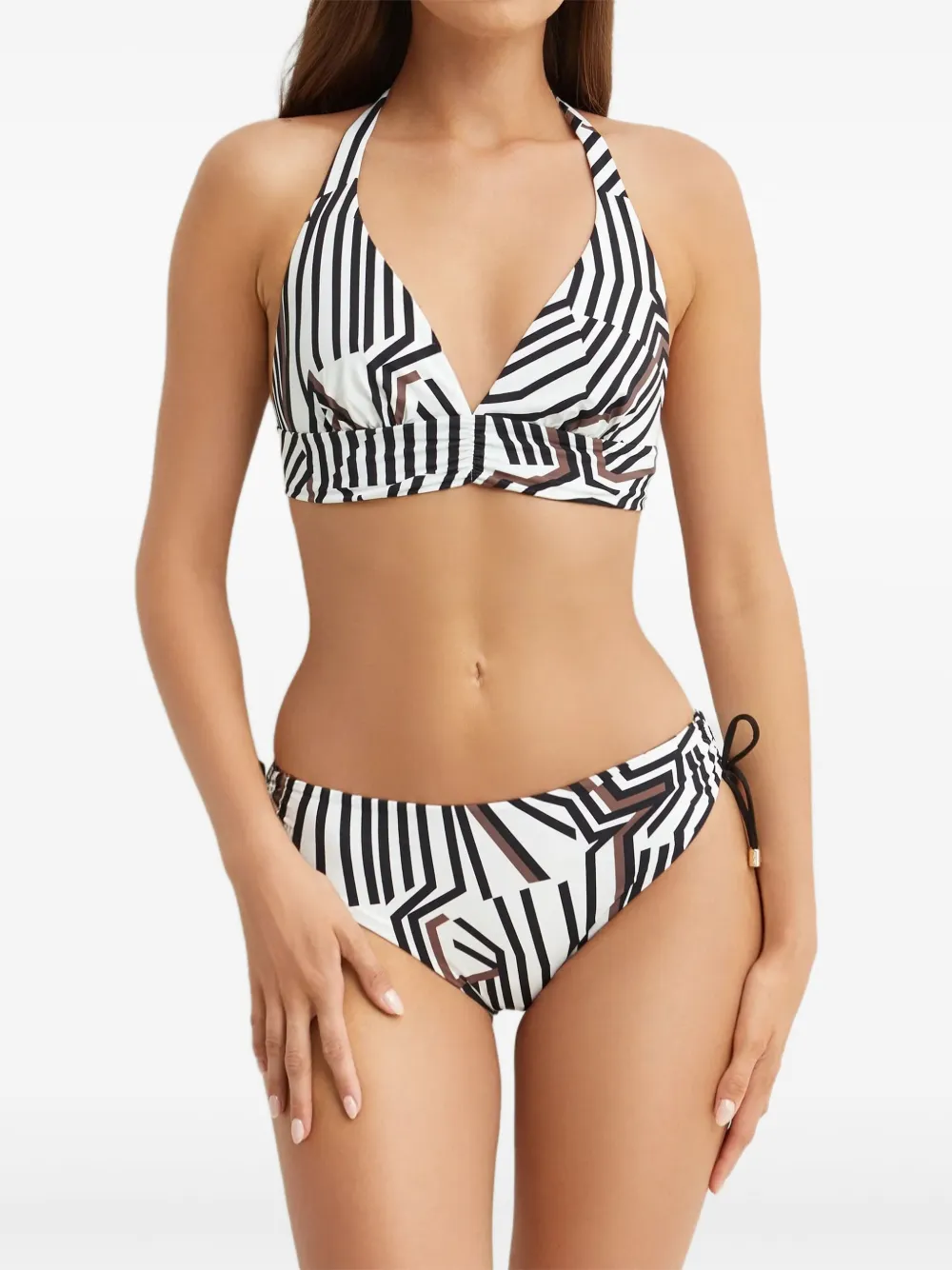 Max Mara Alberta asymmetrische gestreepte bikinitop Wit