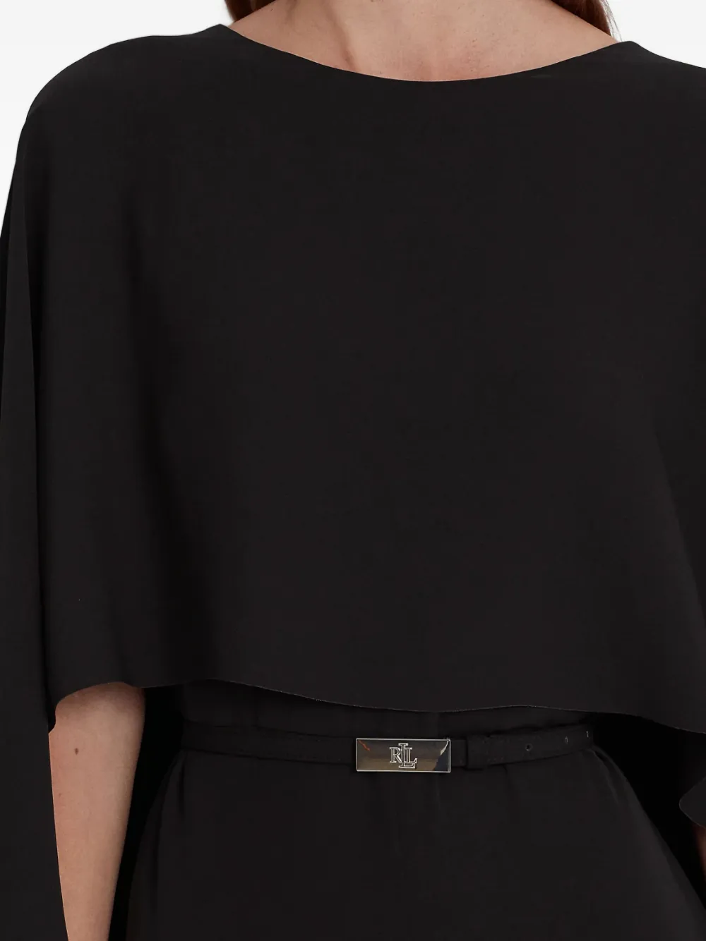 Lauren Ralph Lauren Jumpsuit met ronde hals en ceintuur Zwart