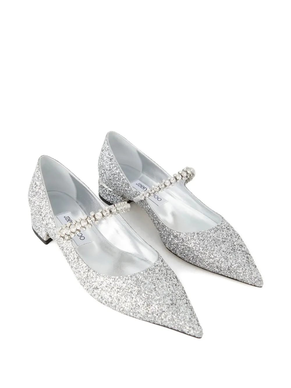 Jimmy Choo 25mm Bing Crystal-embellished Pointed Pumps In Metallic